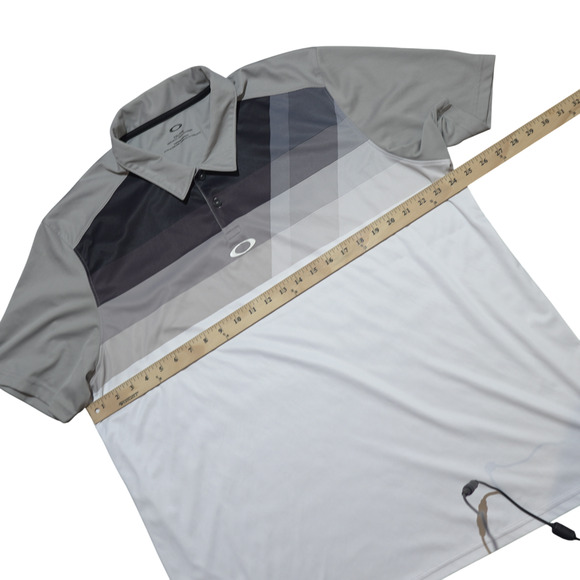 Oakley Men’s Gray Striped Short Sleeve Athletic Golf Polo Shirt Sz XXL Thailand - Picture 8 of 16